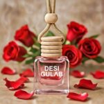 Desi Gulab Car  Freshener Hanging Glass Bottle