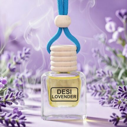 Desi Lavender Car  Freshener Hanging Glass Bottle
