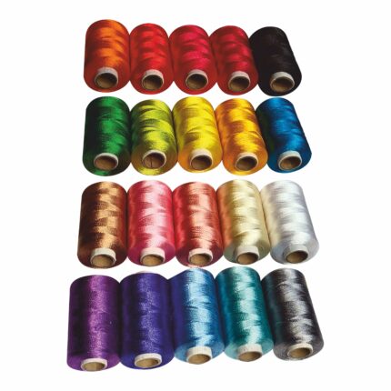 Bright Poly Silk Thread – Pack of 20 (Random Colors, 1 Piece Each)
