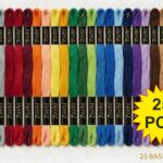 Basic Color  Embroidery Skeins Cotton Thread 7.5M Each, Pack of 25 Pcs Thickness 0.80 MM, 6 Ply