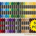 Basic Color  Embroidery Skeins Cotton Thread 7.5M Each, Pack of 50 Pcs Thickness 0.80 MM, 6 Ply