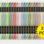 Pastel Family Embroidery Skeins Cotton Thread 7.5M Each, Pack of 25 Pcs Thickness 0.80 MM, 6 Ply
