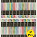 Pastel Family Embroidery Skeins Cotton Thread 7.5M Each, Pack of 50 Pcs Thickness 0.80 MM, 6 Ply
