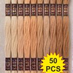 Biscuit Family Color Cotton Embroidery Skeins Thread 7.5M Each, Pack of 50 Pcs Thickness 0.80 MM, 6 Ply