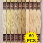 Cream Family Embroidery Skeins Cotton Thread 7.5M Each, Pack of 50 Pcs Thickness 0.80 MM, 6 Ply