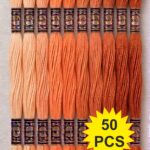 Peach Family Color Cotton Embroidery Skeins Thread 7.5M Each, Pack of 50 Pcs Thickness 0.80 MM, 6 Ply