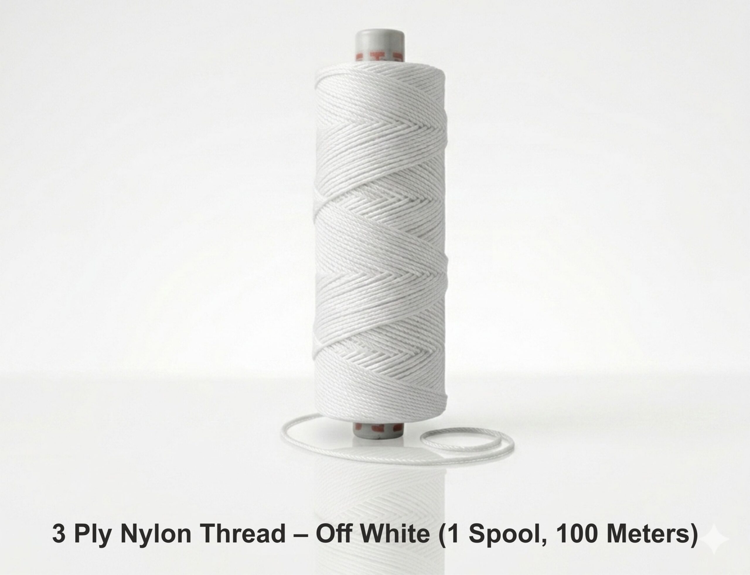 shayam lon nylon 13 3 Ply Nylon Thread – Off White (1 Spool, 100 Meters) - Image 1