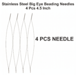 Stainless steel big eye beading needles 4 pcs 4.5 inch for jewelry making