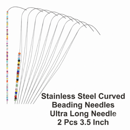 Stainless steel curved beading needles 2 pcs 3.5 inch for bead spinner and jewelry making